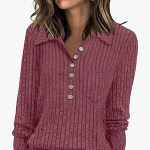 Ribbed Button-Up Sweater
